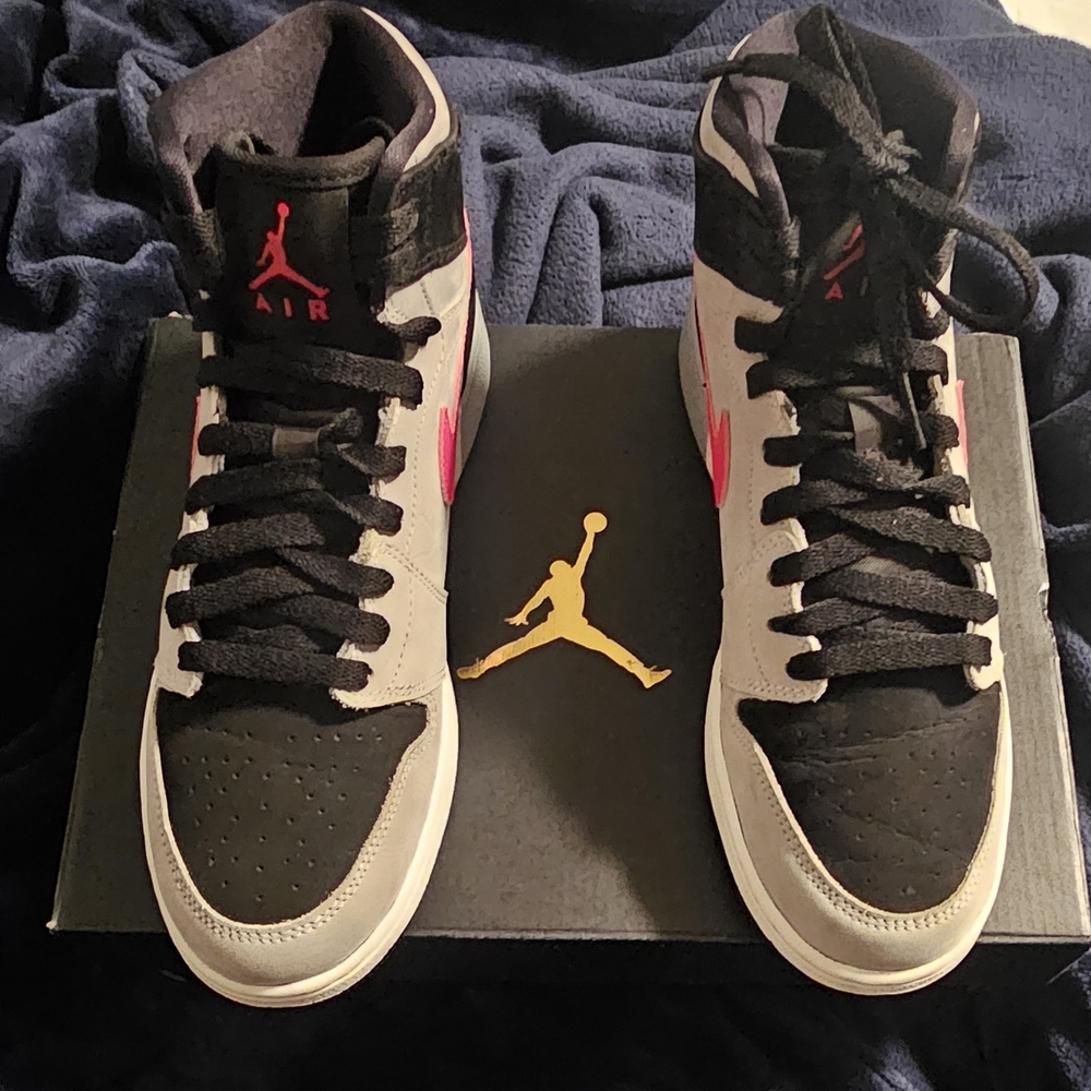 Sold Nike Air Men's Black and Pink High-Top Sneakers